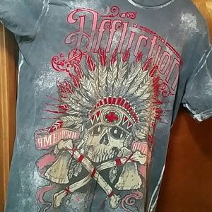 Grey/black Affliction Indian skull shirt